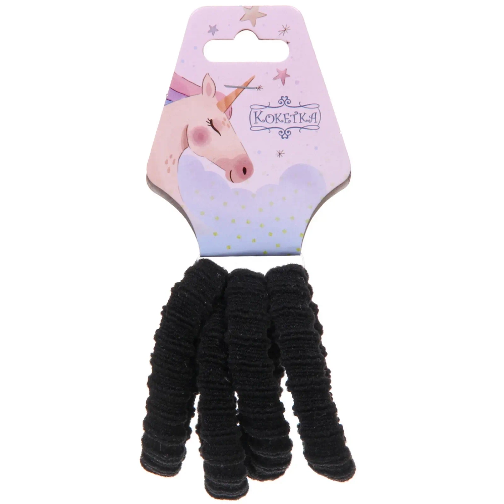 Резинки для волос 4шт «Raili fashion», цвет черный, d-5см (подвес единорог)