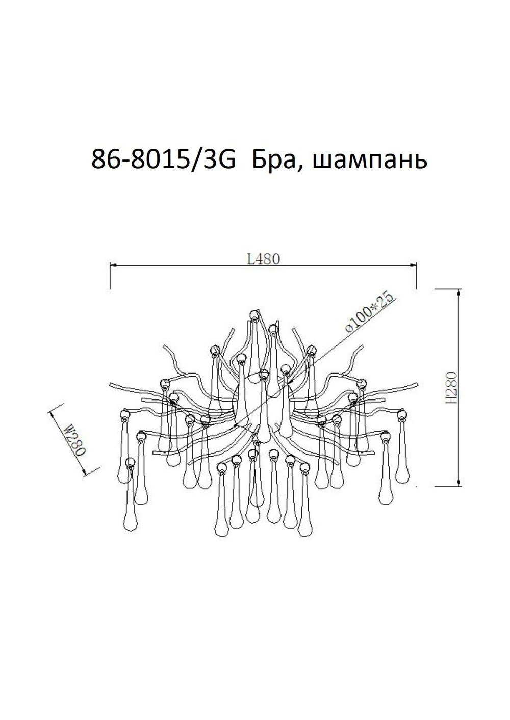 86-8015/3G Бра 50*40см, металл цвет шампань