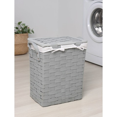 Корзина для белья с крышкой Плетение 42×27×45 см (серый)