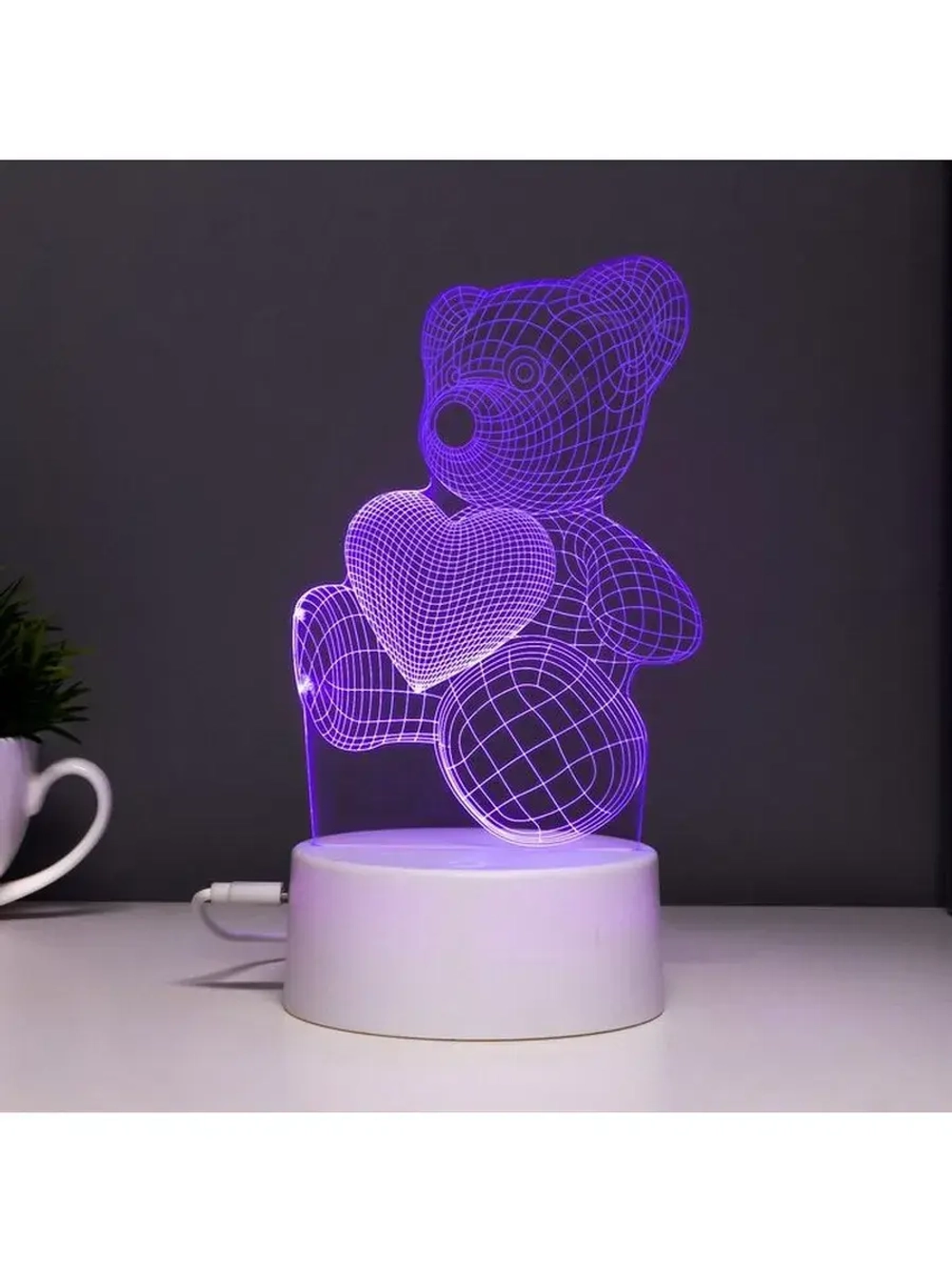 Светильник сенсорный «Мишутка» LED 7 цветов USB/от батареек