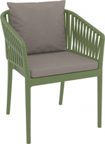 Кресло пластиковое с подушками Siesta Contract Portofino, оливковый, светло-коричневый