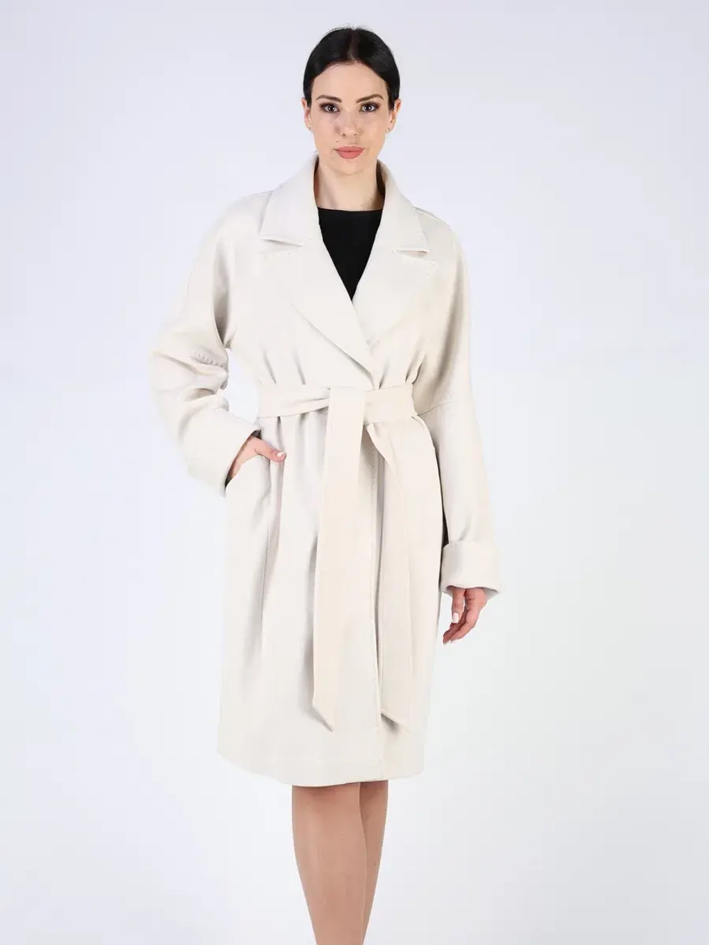 Пальто демисезонное оверсайз с поясом