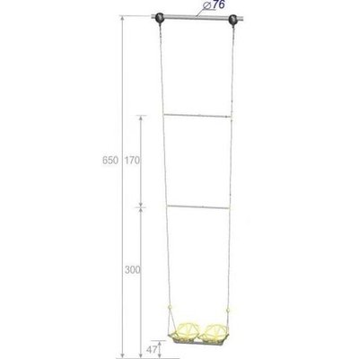 Качели двойные высотой 300 см, диаметр крепления на трубу 76 мм