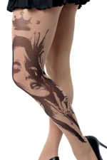 Колготки с принтом в виде королевы (Размер: S-M-L) (Цвет: бежевый)