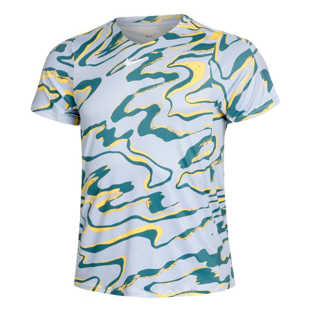 Мужское теннисное поло Nike Dri-Fit Advantage Court Print T-Shirt Men - Light Blue, Multicoloured