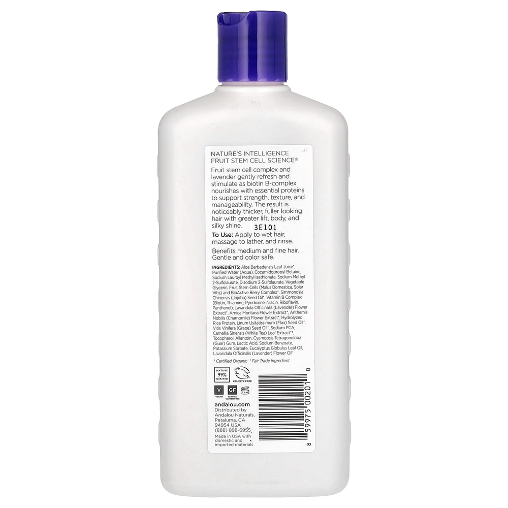 Andalou Naturals, шампунь, для придания объема, укрепления и блеска, лаванда и биотин, 340 мл (11,5 жидк. унций)