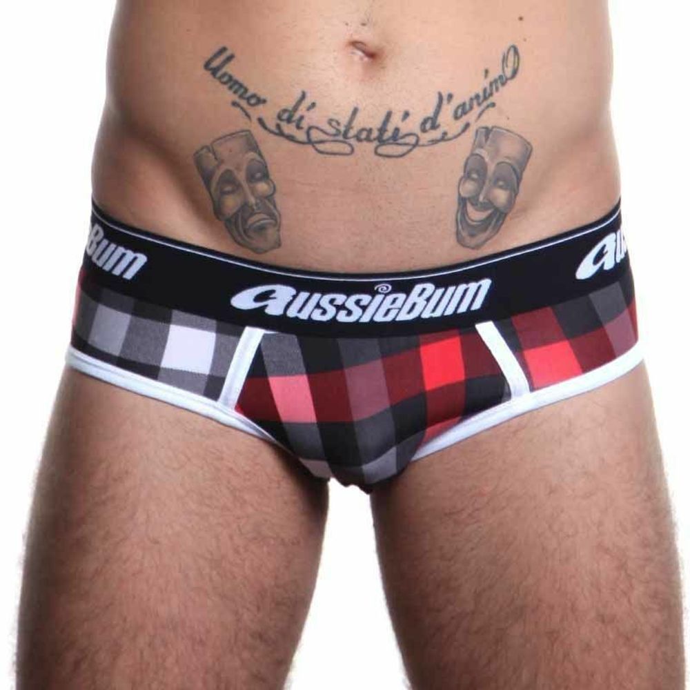 Мужские трусы брифы красные в клетку Aussiebum zAB00373