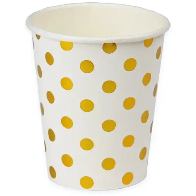 Бумажные стаканы с золотым тиснением Горох,250 мл,6 шт, еврослот СП-5197