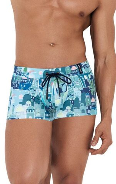 Синие мужские плавки-боксеры с принтом Cassiel Swimsuit Boxer (Размер: L) (Цвет: синий)