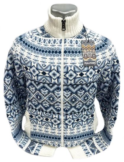 Pulltonic из шерсти и кашемира на полном замке "Узорчатый" в светлом. Размер 48-52