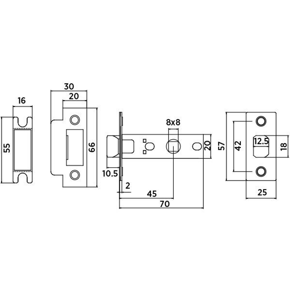 Защелка BUSSARE L6-45 S.GOLD