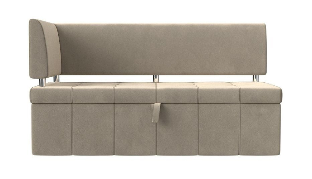 Диван кухонный прямой Стоун с углом левый, Бежевый, Микровельвет, 115933L