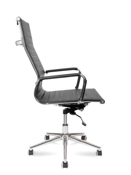 Кресло офисное Норден / Техно / хром / черная экокожа