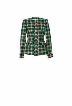 Приталенный твидовый жакет в клетку 01-01-23 FW