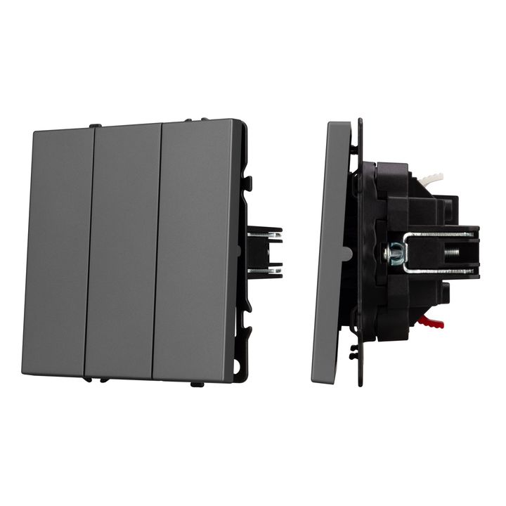 Механизм выключателя трехклавишный непроходной SWT-NOBE-MK03-SFPL-GR (230V, 10A) Arlight 061799