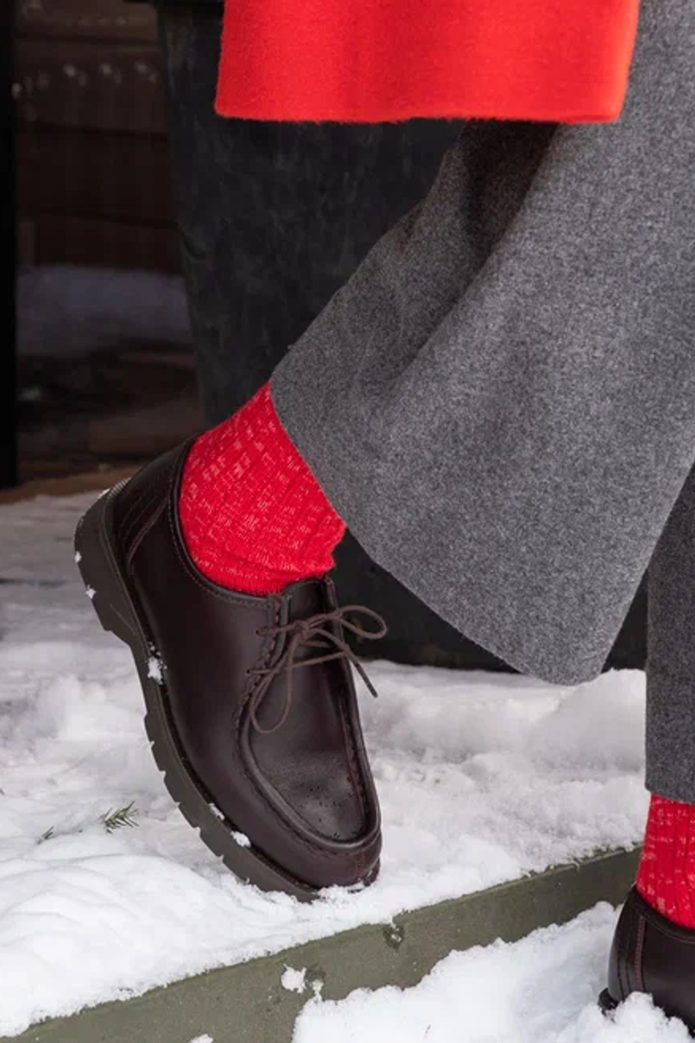 Носки из шерсти красного цвета "меланж"