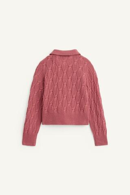 ZARA СВИТЕР С ВОРОТНИКОМ-ПОЛО, РОЗОВЫЙ