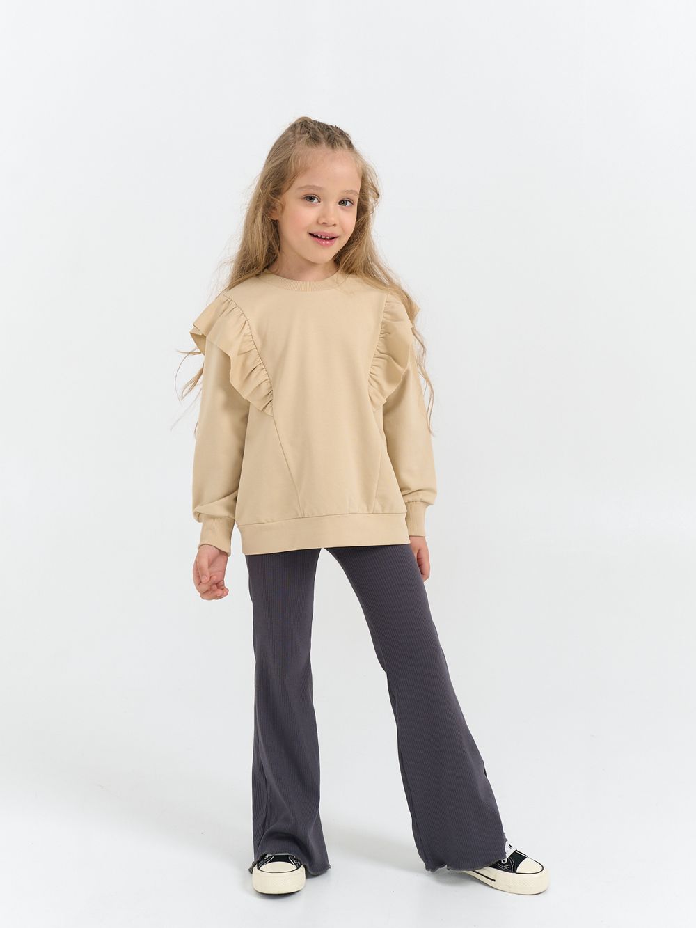 Брюки клеш "Графит" в рубчик