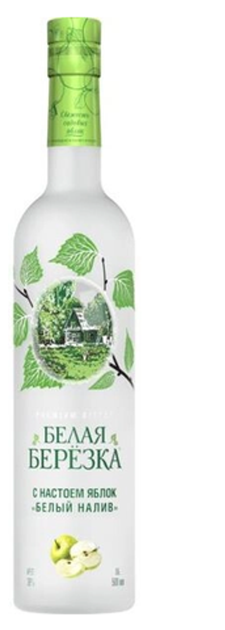 Настойка горькая БЕЛАЯ БЕРЕЗКА С НАСТОЕМ ЯБЛОК БЕЛЫЙ НАЛИВ 0,5 38% (Омсквинпром)