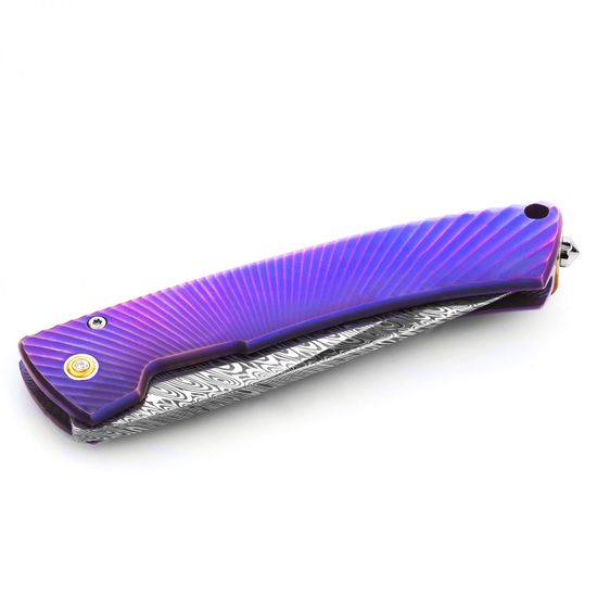 Складной нож Lion Steel "TISPINE" L/TS-1D Diamond c клинком из стали Damasteel, рукоять титан