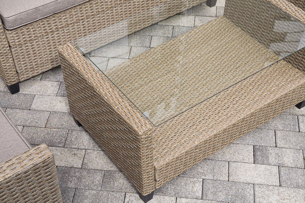 "Филадельфия" лаунж-зона из искусственного ротанга, цвет соломенный, цвет подушек бежевый