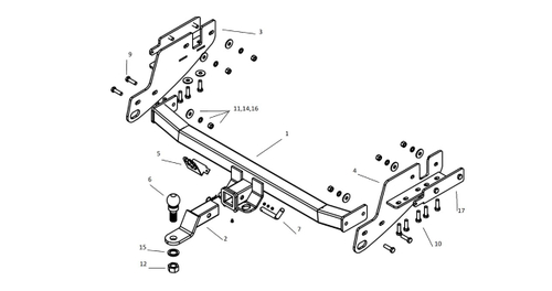 Фаркоп под квадрат для Foton Tunland G7, c 2023 г., Бизон.FA 0650-E
