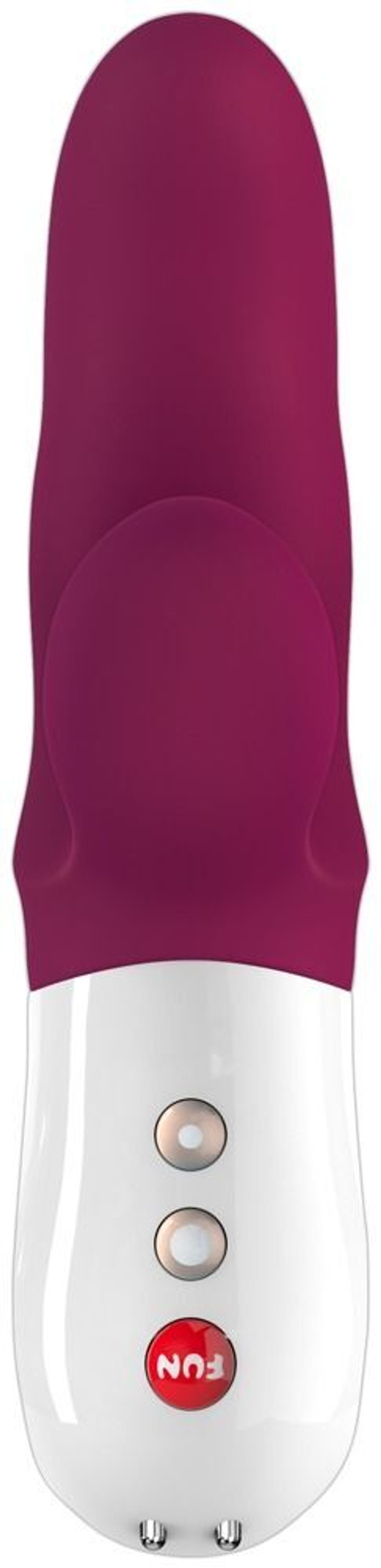 Фиолетовый вибратор с клиторальным отростком MiSS Bi - 17 см. (Цвет: фиолетовый)