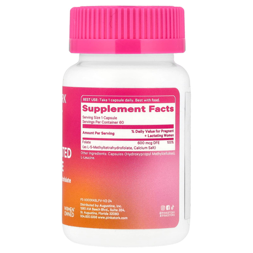 Pink Stork, Метилированный фолат, 60 капсул