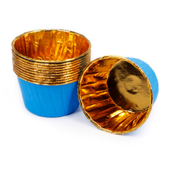 Формы бумажные с ламинацией «Маффин» 50х40 мм (Золото + голубой) 50 шт