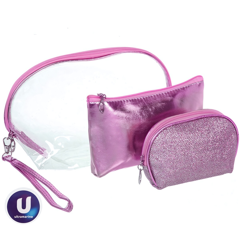 Косметички 3шт «ФРАТЕЛЛИ», цвет цвет розовый, 24*16*8см (лейбл Ultramarin)