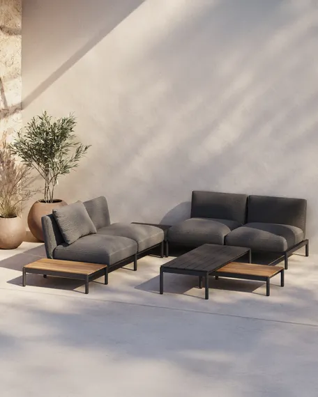 Журнальный столик Sorells из серого алюминия 63 x 149 см