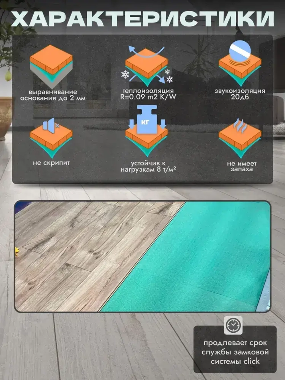 Подложка под ламинат, паркет, Зеленый лист 3 мм Солид/Solid утеплитель, звукоизоляция