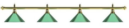 Лампа на четыре плафона "Evergreen" (золотистая штанга, зеленый плафон D35см)