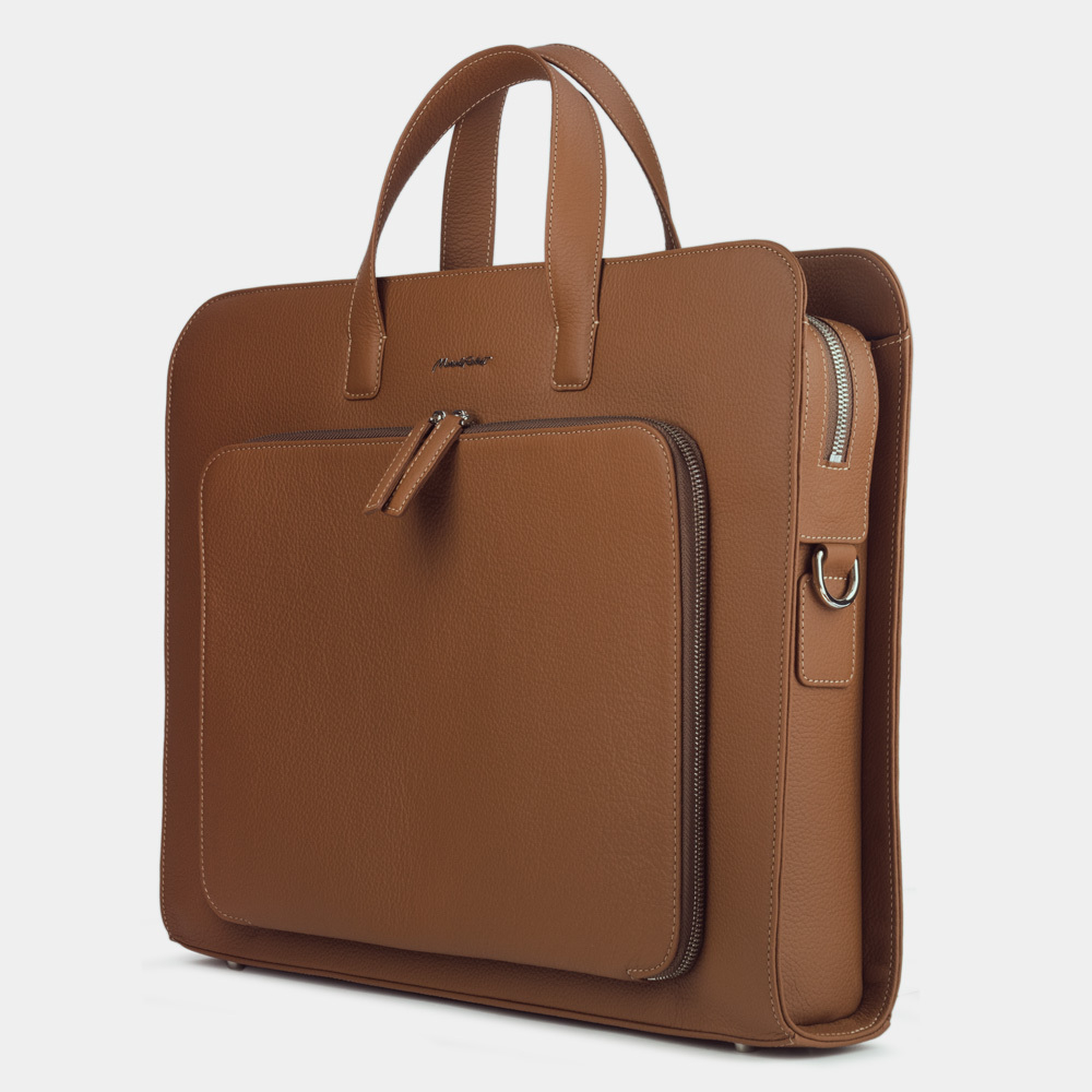 Мужская сумка Grande Ambassadeur Easy из натуральной кожи теленка коричневого цвета