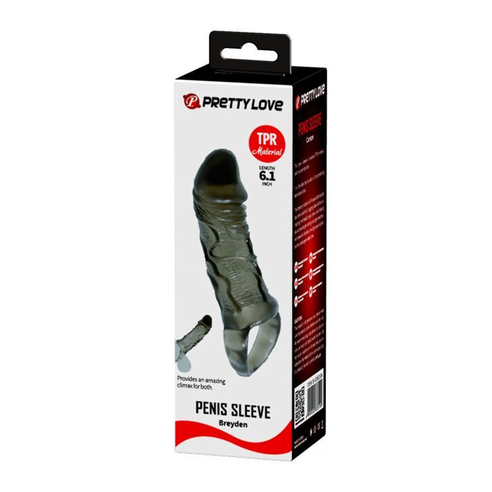 Фаллическая насадка на пенис с подхватом мошонки - 15 см. (Цвет: дымчатый)