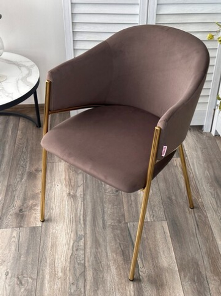 Стул DILL MOMO-05 тауп, велюр "беспальчиковый"/ золотой каркас М-City