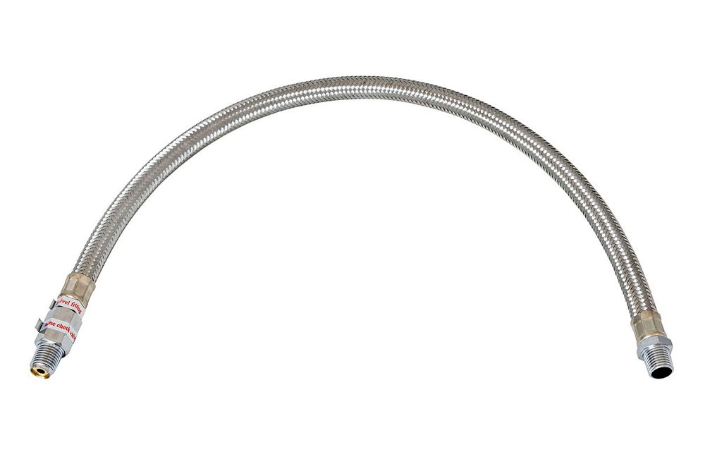 Шланг метализированый 50 см с обратным клапаном 1/4&quot; (папа) х 1/4&quot; (папа)