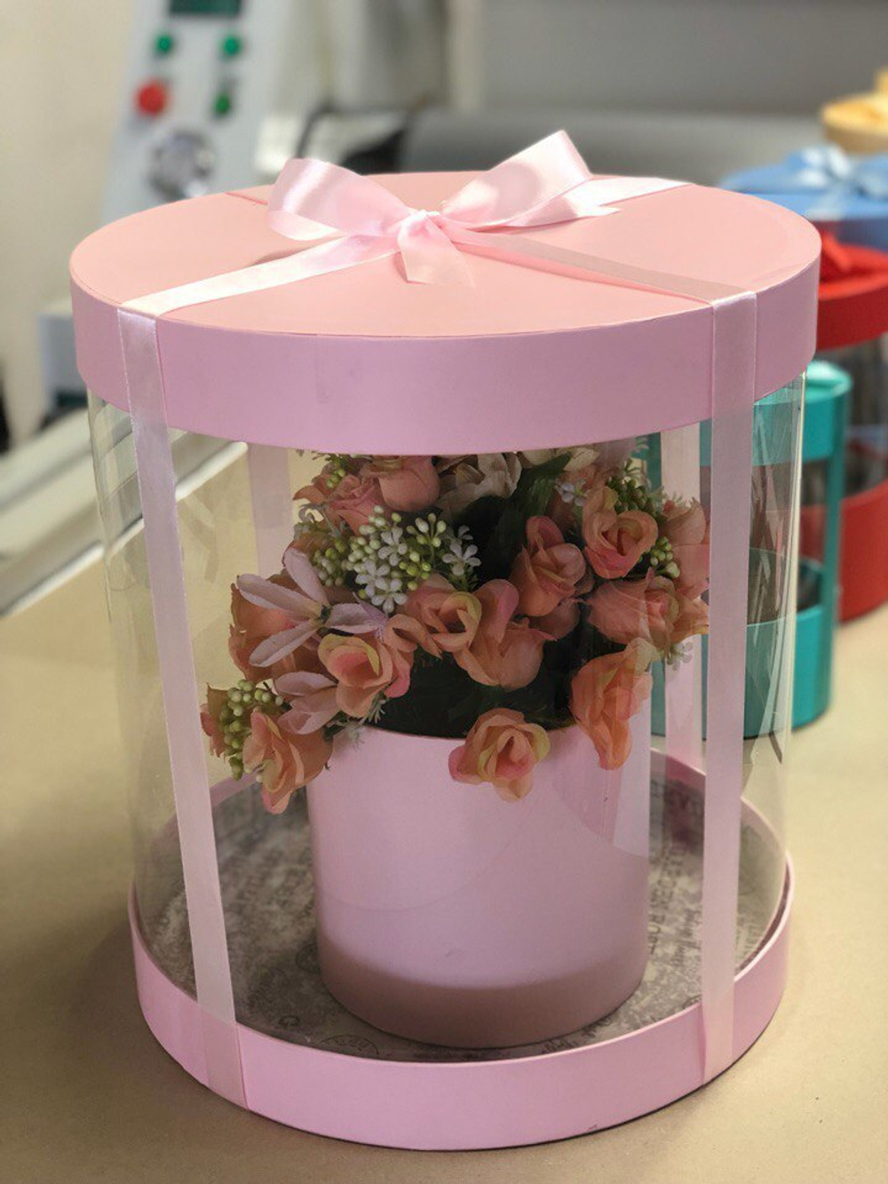 Коробка аквариум 32см Цвет :пыльно pозовый .