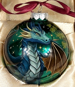 Шар новогодний с ручной росписью Палех "Дракон" в футляре
