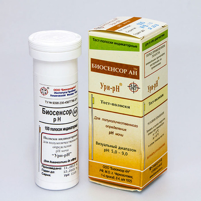 Ури-рН (рН мочи), Биосенсор АН, 100 полосок, 1уп.