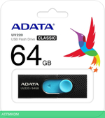 USB Flash-накопитель A-Data UV220 64GB черный/синий (AUV220-64G-RBKBL)