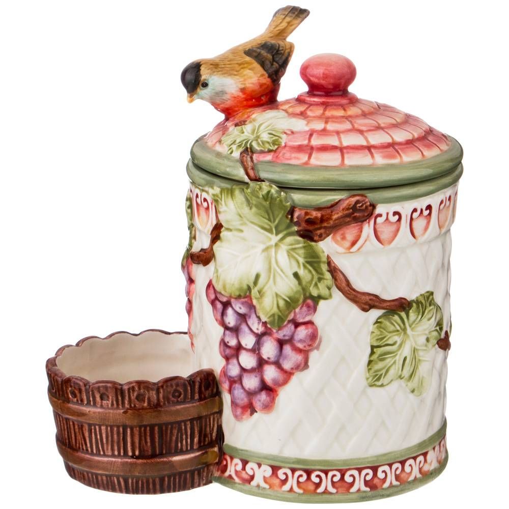 БАНКА ДЛЯ СОЛИ LEFARD "ПТИЦА И ВИНОГРАД" 11*16*18 СМ (КОР=12ШТ.)