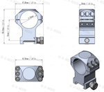 Кольца VECTOR X-Accu на базу Picatinny | Weaver, ø30 мм (6 винтов), BH=17 мм
