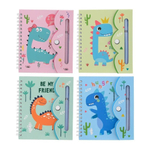 Блокнот детский Basir, с ручкой, на липучке, формат А6, серия "Дино", переплет 7БЦ, 15*13 см, 48 листов, ассорти