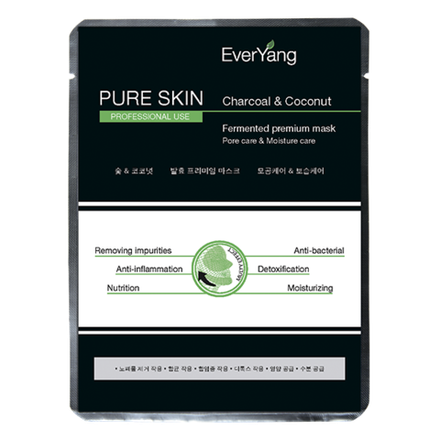 EverYang МАСКА «ЧИСТАЯ КОЖА» НА ОСНОВЕ КОКОСОВОЙ ВОДЫ И АКТИВИРОВАННОГО УГЛЯ Pure Skin Mask Everyang 1 шт