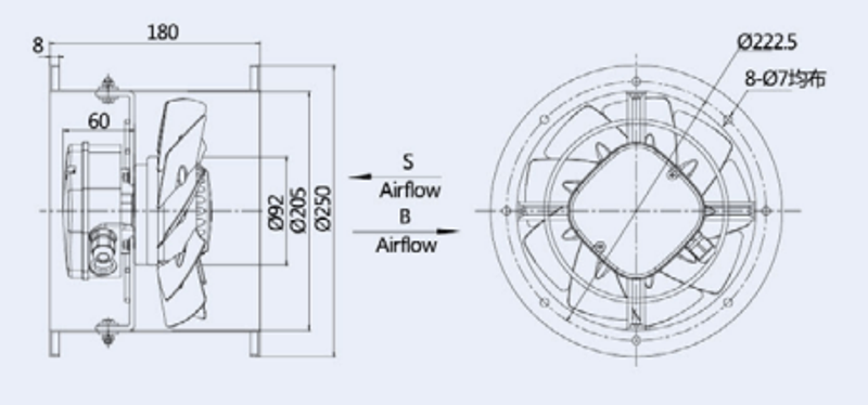 Вентилятор Weiguang YWF-4E-200-S(B)-92/15-T (YWF(K)4E200-ZT)