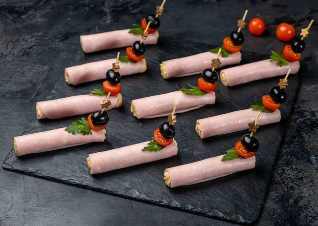 Рулетики из ветчины с сыром, 10 шт.