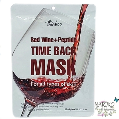 Маска для лица тканевая с Экстрактом красного вина и Пептидами THINKCO Red Wine + Peptide Time Back Mask Pack, 23 мл.