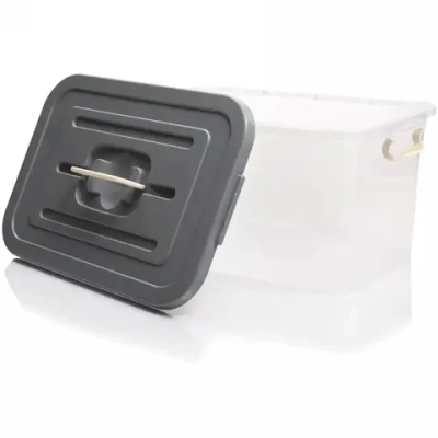 Контейнер для хранения с крышкой, ручкой и ручками-защелками, прозрачный, 41.5*27*22см, 15л