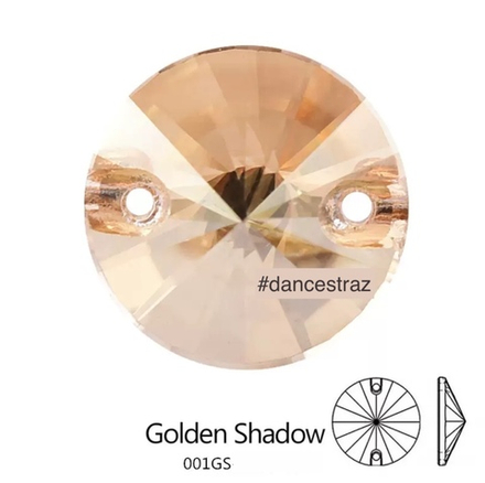 Стразы пришивные, Rivoli, Golden Shadow, 01GS, 12mm, (40 ea/pkg), 5A+best, (F2)